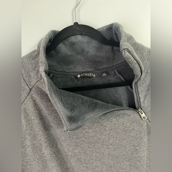 Athleta Sz Medium Cozy Karma Asym Pullover dark gray 1/4 zip - Picture 9 of 14